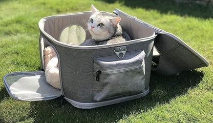 halinfer Large Fat Cat Carrier Fit up to 20 Pounds, Small Puppy Pet Travel Carrier, Car Seat Secure and Collapsible Soft Side Carrier Airline Approved Under Seat