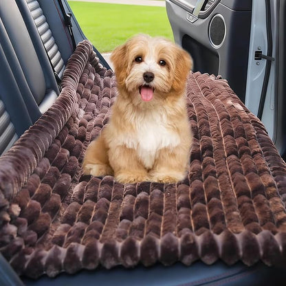 Waterproof Backseat Pet Bed Mat,Soft Plush Pet Seat Cover, Thickened Backseat Dog Bed Mat, Washable & Non-Slip Travel Pet Mat for Small Medium Dogs, Fits Car, Truck & SUV