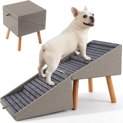 Dog Ramp for Couch and Bed,17.13" H Dog Stairs for Small Dogs and Cats, Foldable 2 in 1 Pet Steps for Medium Large Dogs and Puppy, Split Ottoman Design Pet Ramp