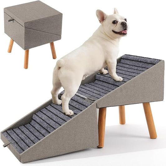 Dog Ramp for Couch and Bed,17.13" H Dog Stairs for Small Dogs and Cats, Foldable 2 in 1 Pet Steps for Medium Large Dogs and Puppy, Split Ottoman Design Pet Ramp