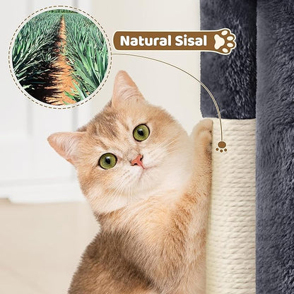 Yaheetech 23.5in Cat Tree Tower, Cat Condo with Sisal-Covered Scratching Posts, Cat House Activity Center Furniture for Kittens, Cats and Pets - Black