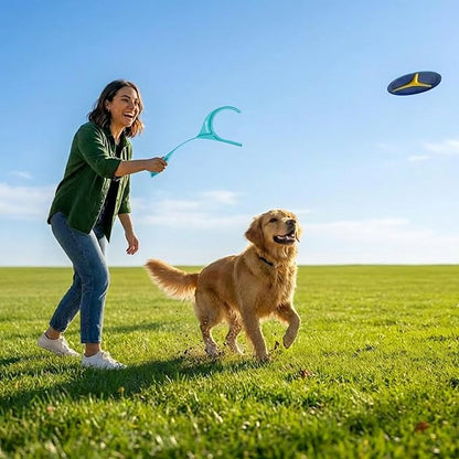 Outward Hound FlyFetch Disc Launcher Dog Toy, Launches Up to 3X Farther, Ergonomic Handle, Durable Rubber Disc, All Breeds
