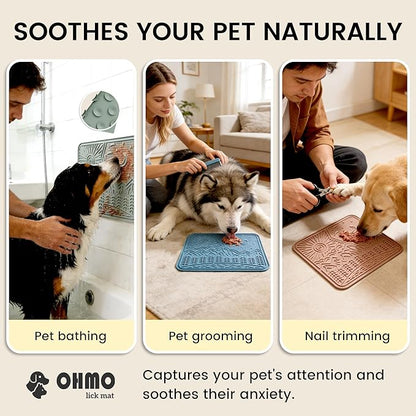 OHMO Lick Mat for Dogs and Cats Nature Design(Extra Large 1pc) Easy to Clean Pet Slow Feeder with Suction Cups, Enrichment for Anxiety Relief and Boredom Reduction(Sage Green)