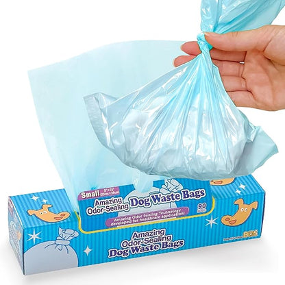 BOS Amazing Odor Sealing Dog Poop Bags - Durable and Unscented [Size: S, Color: Light Blue] (90 Count,Pack of 1) (90 Bags)