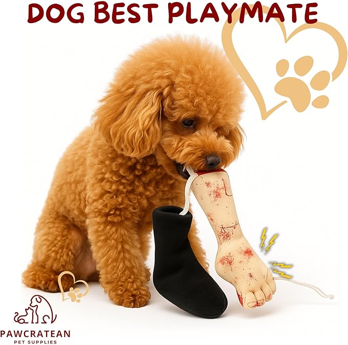 7" Squeaky Plush Toy for Puppies Small Dogs Self Etertainment Washable Soft Made [PET ONLY] (Sock & Foot)