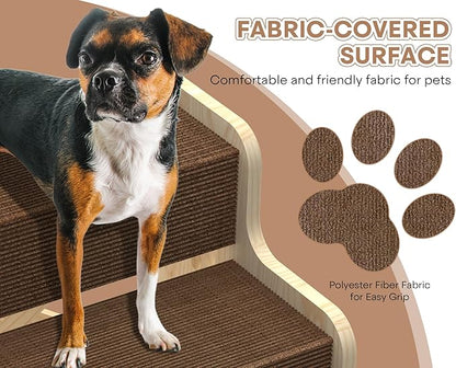 Dog Stairs for Small Dogs, 3-Step Wooden Dog Ramp for Bed, Couch & Car, Non-Slip Pet Stairs for Small Old Short-Legged Puppy & Cat, Indoor Pet Steps with X-Brace Support