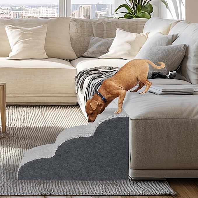 Pet Steps Dog Stairs for Sofa Couch and Bed High Density Sponge Pet Ramp with Removable Washable Cover Non-Slip Base Stable Dog Steps 15.7" H