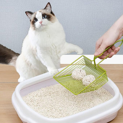 DHXYZZB Cat Litter Scoop, Metal Cat Litter Scooper Kitty Poop Scooper Stand for Litter Box, Fast Sifting Non-Stick Large Cat Poop Sifting cat Scooper