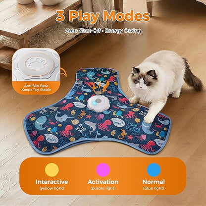 Interactive Cat Toy, Cat Toys Interactive with Touch Activation, Interactive Cat Toys for Indoor Cats with Moving Feather & Mouse Sounds, Cat Toys for Bored Indoor Adult Cats