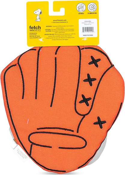 Peanuts for Pets 2-Piece Interactive Dog Toy Set - Durable Canvas Baseball Glove and Ball Toy for Large, Medium, Small Dogs - Fun Fetching and Chew Toys with Crinkle Sound, 7 Inch