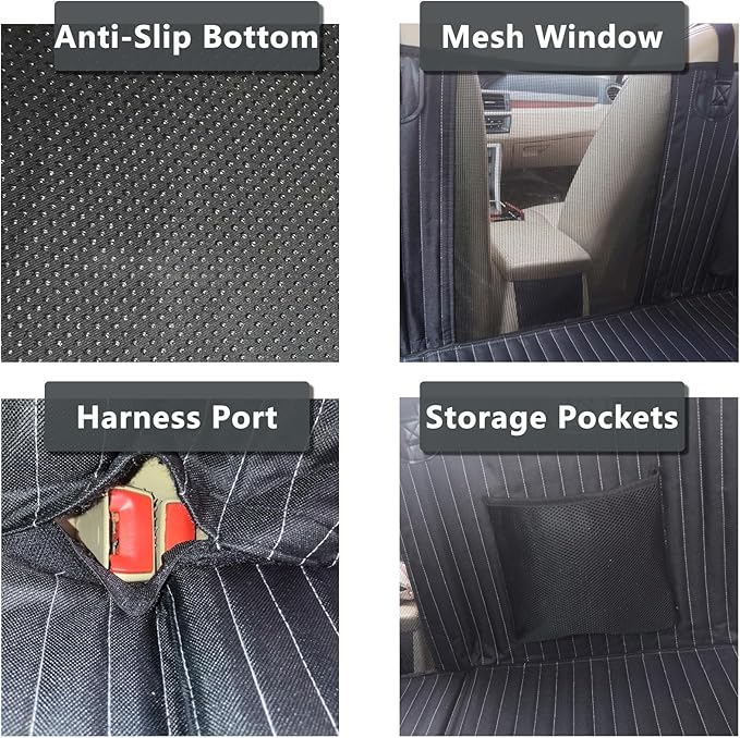 Back Seat Extender for Dogs, Dog Car Seat Cover, Back Seat Bridge Gap Filler, Non-Inflatable Car Camping Mattress Bed, Dog Hammock for Truck SUV (Black)