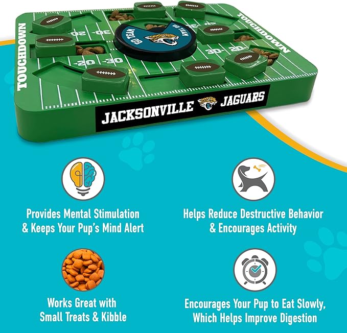 Pets First Jacksonville Jaguars NFL Dog Puzzle Toy, Large Size, Interactive Treat & Slow Feeding Toy