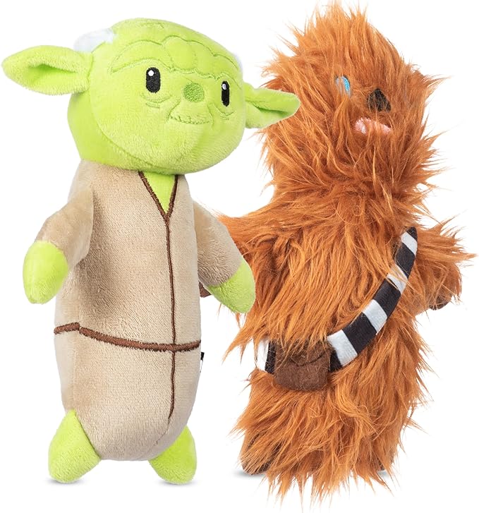 STAR WARS for Pets 2piece Multipack Dog Toys, YODA and Chewbacca Bobo Style Dog Toys Plush Toys Fabric Plush Dog Toy, Squeaky