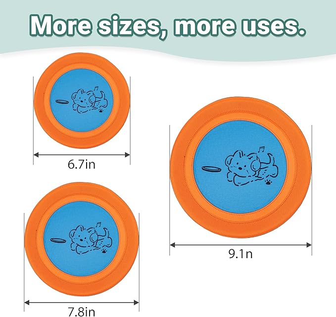 3 Packs Nylon Interactive Dog Flying Disc - Floating Dog Toys for Aggressive chewers - Water Toys for Dogs (Orange and Blue)