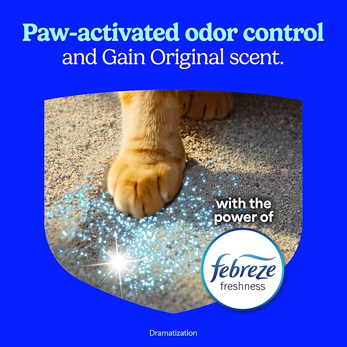 Fresh Step Clumping Litter With Febreze Freshness Gain Original Scent, Low-Dust Formula With Ammonia Block Technology, 14 lb. Box