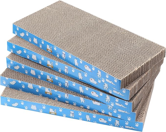 5 Packs in 1 Cat Scratch Pad, Cat Scratcher Cardboard,Reversible,Durable Recyclable Cardboard, Premium Scratch, Suitable for Cats to Rest, Grind Claws and Play