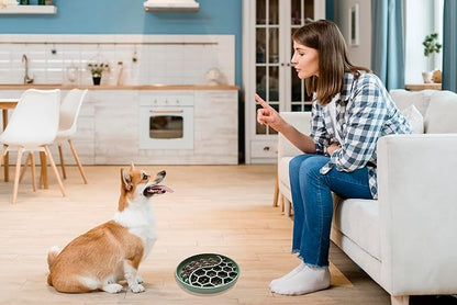 Slow Feeder Dog Bowls,Silicone Cat Feeding Bowls with Suction Cups, Anti-Choking, Non-Slip Design, Reduces Boredom, Anxiety, Ideal for Medium to Small Dogs & Cats(Olive Green)