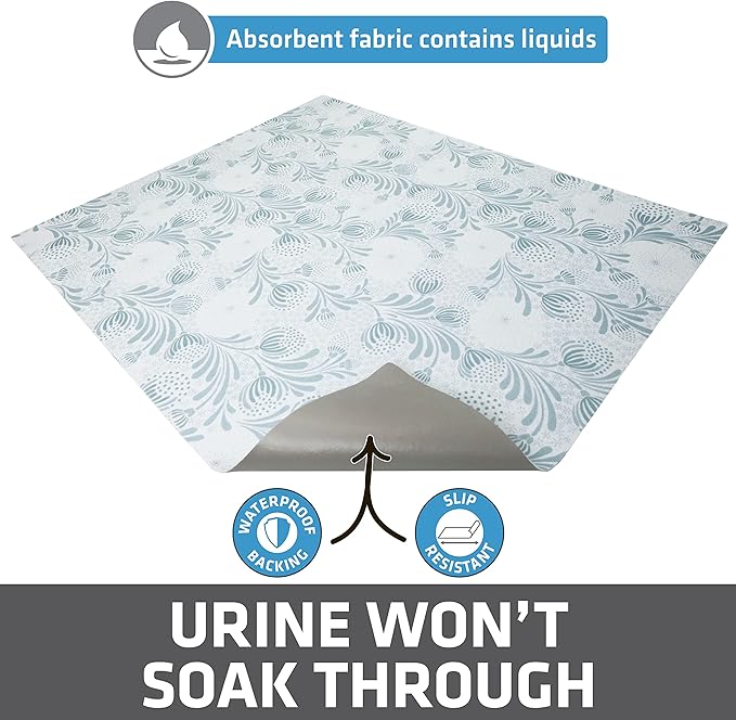 Drymate Cat Litter Box Mat, Litter Trapping Mat, Waterproof, Urine-Proof, Absorbent, Machine Washable, Soft on Paws, Contains Mess, Protects Floors, Kitten Supplies, Light Blue, 29x36 XL