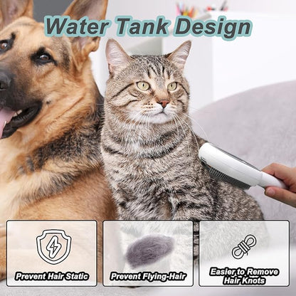 Water Brush for Cats Dogs, 4 in 1 Pet Grooming Bath Brush, 2 in 1 Cleaning Brush Cat, Wet Cat Comb, Pet Hair Removal Comb with Water Tank, Sticky Brush 2.0 (Towels Not Included)