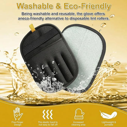 Pet Hair Removal Glove for Cat & Dog,Resuable Five-Finger Electrostatic Magic Brush,Washable Multi-Surface Pet Hair Remover Tool for Furniture, Clothing, Sofa, Carpet, Bed & Car