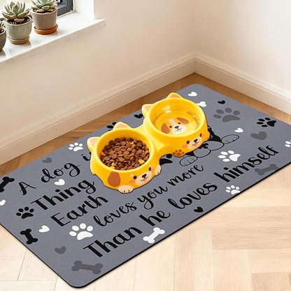 Pet Feeding Mat for Floors Waterproof Dog Mat for Food and Water Absorbent Quick Dry Non Slip mat for Cat Bowls