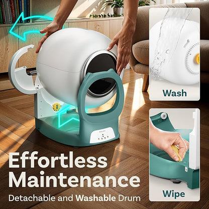 Petcove – Automatic Self Cleaning Litter Box – PurrTek Smart Automatic Litter Box for Multi-Cat Homes with Smart App Control (5GHz Wi-Fi), Triple Odor Control Quiet Operation & Advanced Safety Sensors