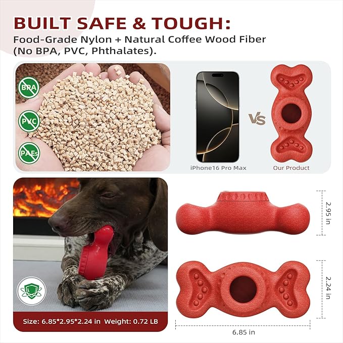 SHINKAI Refillable Frozen Dog Toy – Tough Chew & Ice Cream Holder for Aggressive Chewers, Reduces Anxiety & Destructive Behavior (Red)