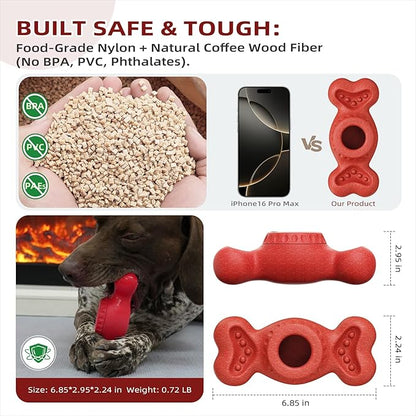 SHINKAI Refillable Frozen Dog Toy – Tough Chew & Ice Cream Holder for Aggressive Chewers, Reduces Anxiety & Destructive Behavior (Red)
