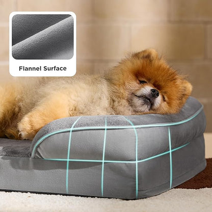 Bedsure Small Orthopedic Dog Bed - Washable Bolster Dog Sofa Beds for Small Dogs, Supportive Foam Pet Couch Bed with Removable Washable Cover, Waterproof Lining and Nonskid Bottom Couch, Pink