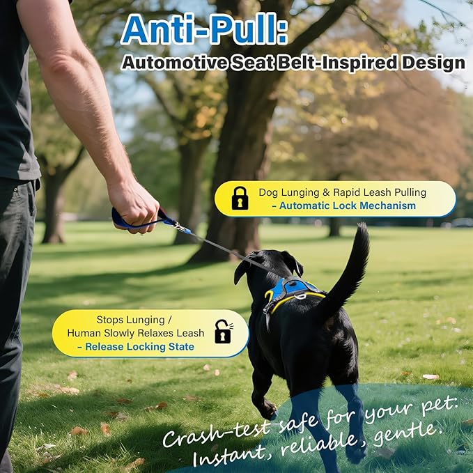 No Pull Dog Harness, 2 in 1 Retractable Harness with Auto-Lock, Reflective Breathable Mesh and Handle, Adjustable Leash Set for Small, Medium,Large Dogs,Cats (Color 2, M)