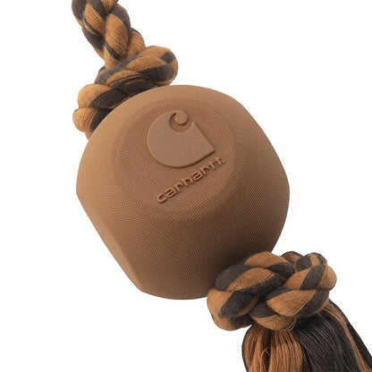 Carhartt Pet Training Tools, Rugged Dog Tool for Tug and Fetch, Rubber Ball Rope Pull (Carhartt Brown/Dark Brown)