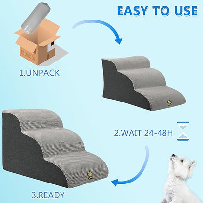 Pet Steps Dog Stairs for Sofa Couch and Bed High Density Sponge Pet Ramp with Removable Washable Cover Non-Slip Base Stable Dog Steps 15.7" H