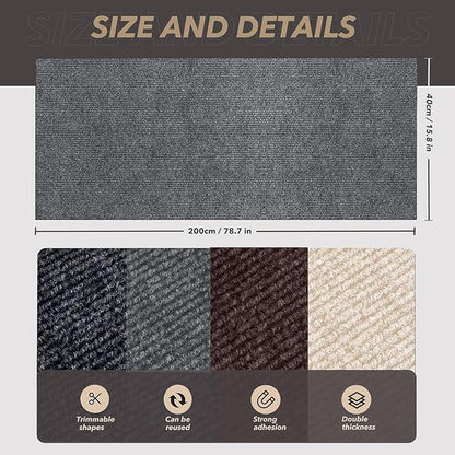 78.7"X15.8" Cat Scratching Mat, Self-Adhesive Cats Carpet, DIY Scratch Furniture Protector for Couch, Sofa, Wall & Doors, Durable Cat Scratch Guards Couch Cats Scratcher from Claw (Grey)