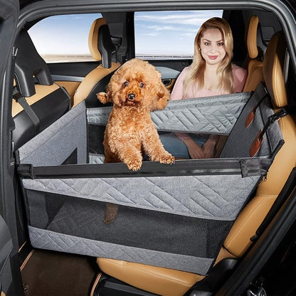 TKYZ Medium Dog Car Seat,Back Seat Extender for Dogs,Waterproof Large Dog Seat Cover for Backseat, Pet Bed for Car Hammock(Grey-s)