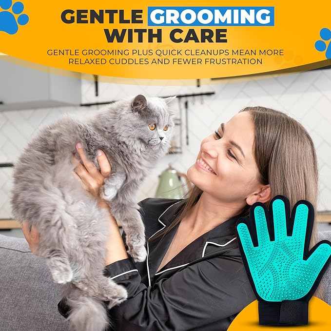Ultimate Pet Hair Remover Kit – Pet Hair Removal Glove + Lint Roller Brush + Deep-Removal Tool – for Sofa, Furniture & Car Seats – Dog Grooming Gloves for Shedding, Dogs & Cats