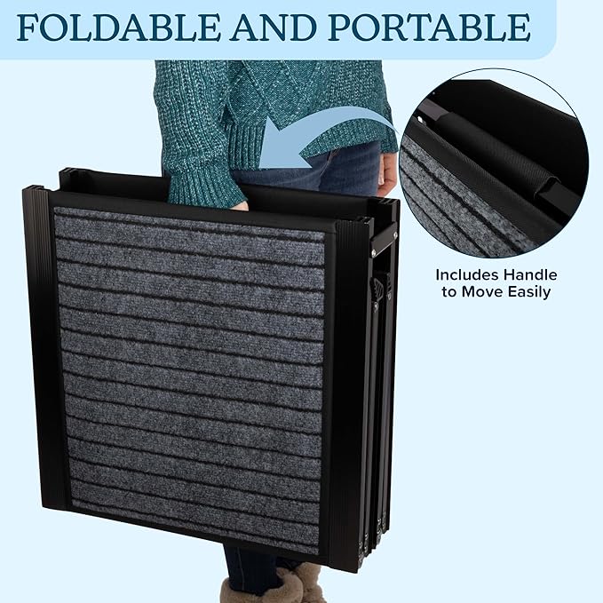 Dog Ramp - 72” x 19.5” Folding Dog Ramp for Car, Truck, SUV, or RV - Portable Ramps for Large Pets with Non-Slip Rug Surface - Pet Travel Accessories by PETMAKER (Black)