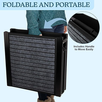 Dog Ramp - 72” x 19.5” Folding Dog Ramp for Car, Truck, SUV, or RV - Portable Ramps for Large Pets with Non-Slip Rug Surface - Pet Travel Accessories by PETMAKER (Black)