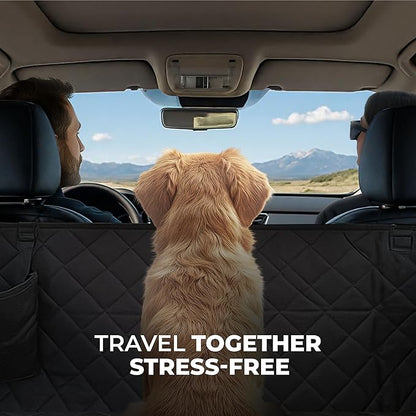 Dog Seat Cover for Back Seat – Heavy-Duty Dog Hammock for Car Seat Cover with Side Flaps – Waterproof, Scratch-Resistant, Non-Slip Dog's Car Seat Cover for Cars, Trucks & SUVs (Black)