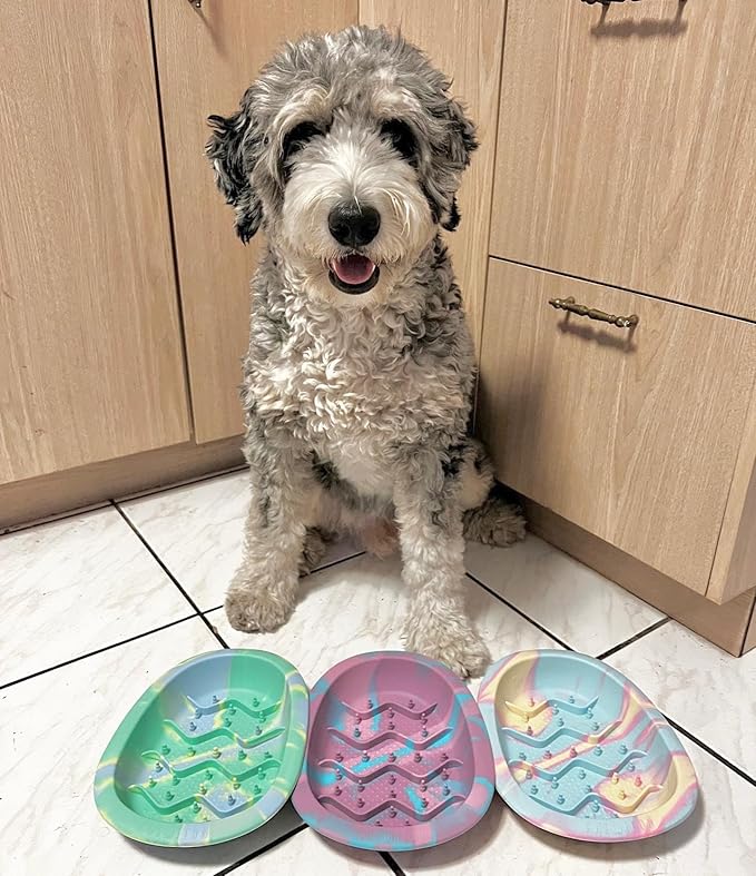CHEWFFON Easter Dog & Cat Lick Mat Bowls, BPA-Free Silicone Slow Feeder Bowl with Suction Cups, Non Slip Pet Food Bowl Reduces Boredom and Anxiety, Dishwasher Safe, Lavender
