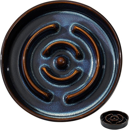 Ceramic 1.6 Cup Dog Bowl Slow Feeder for Large and Medium Dog, 8.2inch Pet Slow Dish, Stop Bloat, Preventing Choking(Single Bowl, Starry Sky)