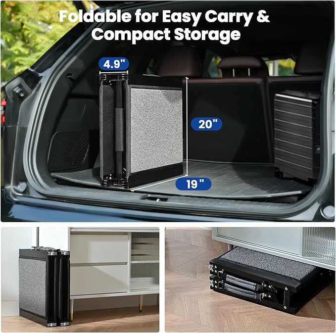 Dog Ramp for Car, Pawlify 71" x 20" Dog Ramps for Large Dogs with Anti-Pinch Handle and Anti-Slip Rug Surface, Folding Dog Ramp Up to 250LBS, Portable Dogs Car Ramp for SUV, Trucks