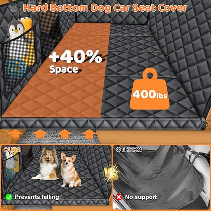 URPOWER Hard Bottom Dog Car Seat Cover for Pets 100% Waterproof Seat Cover Hammock 600D Heavy Duty Scratch Proof Nonslip Durable Soft Back Seat Covers for Cars Trucks and SUVs