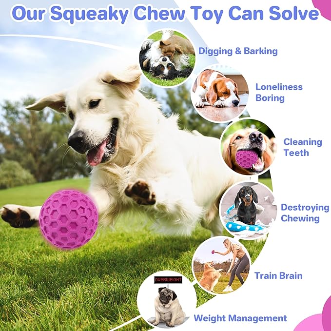 Tough Squeaky Dog Balls Puppy Toys, Interactive Dog Toys for Small Dogs, Puppy Chew Toys for Teething and Relax, Dogs Chew Toy Small Balls Dog Toys for Small Breed, Outdoor Dog Toy for Dogs