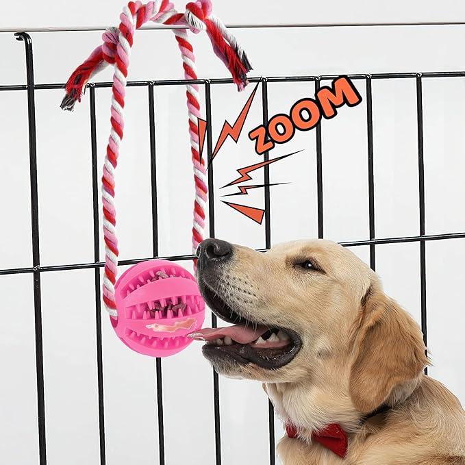 Interactive Dog Toys, Crate Training Aids for Puppies, Reduce Stress Anxiety Peanut Butter Dog Food Treat Dispenser Toys(Pink)