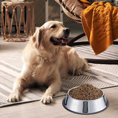 Tanlade 8 Pack Stainless Steel Dog Bowls Metal with Rubber Base Non-Slip Pets Puppy Cats Feeding Food and Water Bowls Dishwasher-Safe for Indoor Small Medium Large Dogs Cats Kitten Rabbit(47.3 oz)