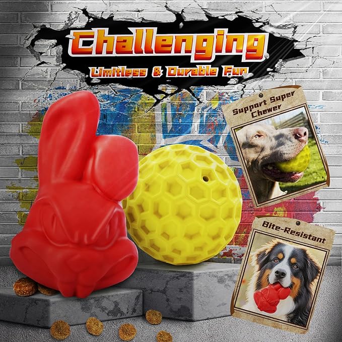 Long-Lasting Heavy Various Dog Chew Toys for Aggressive Chewers, 9 Pack Indestructible Large Dog Toys Include Tug Chew & Rope Toys, Squeaky Toys for Medium&Large Breed(for Super chewers -Mad Bunny)