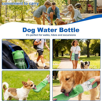 Portable Dog Water Bottle Active Oxygen Puppy Water Bowl & Dispenser for Travel, Improves Taste and Boosts Immunity for Pet Health Care Water Bottle (A-013B-Green)
