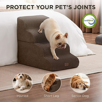 Joydeco Dog Stairs for Bed 22.8" H, 4-Step Pet Steps for Small Dogs and Cats, Dog Steps for High Bed, Non-Slip Balanced Ramp Indoor Pet Stairs,