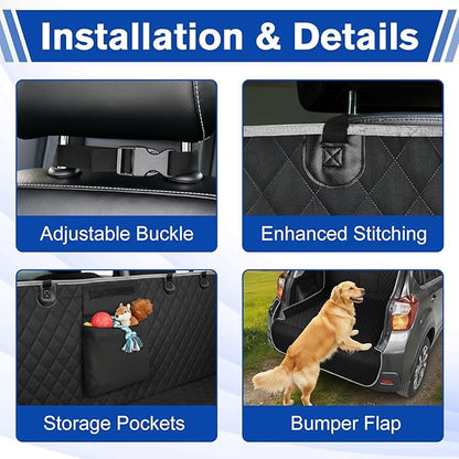 NECKORY SUV Cargo Liner for Dogs - Waterproof Dog Car Seat Cover Mat for SUVs, Sedans, Vans & Trunks with Non-Slip Bumper Flap Protector, Scratchproof Large Size Universal Fit, Grey