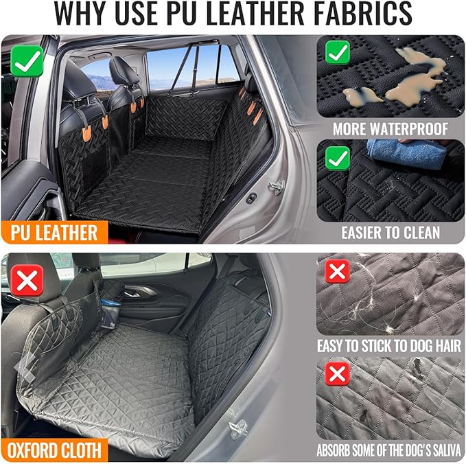 MAXFUT Dog Back Seat Extender,Backseat Pet Cover for Dogs,Rear Dog Car Seat Cover for Back Seat,Hard Bottom Car Seat Cover for Dogs, Dog Hammock for Car
